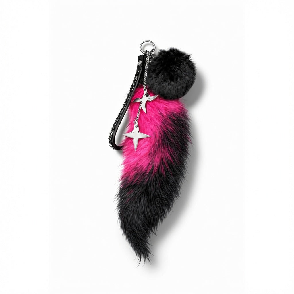 Pitch Black Pom Pom/Ketamine Pink Fox Tail/Non-Throwing Stars
